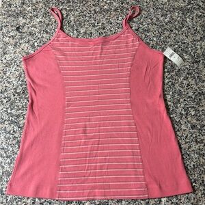 NWT Banana Republic pink striped paneled cotton cami size XL